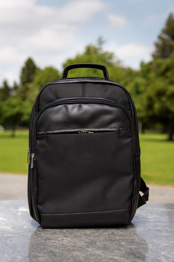 morral lona cuero negro Morral lona y cuero
