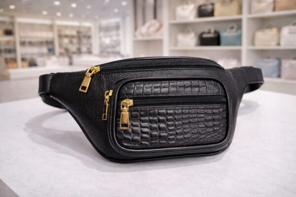 canguro texturizado negro Canguro Ejecutivo en Cuero Texturizado - Colección Urbana Luxury