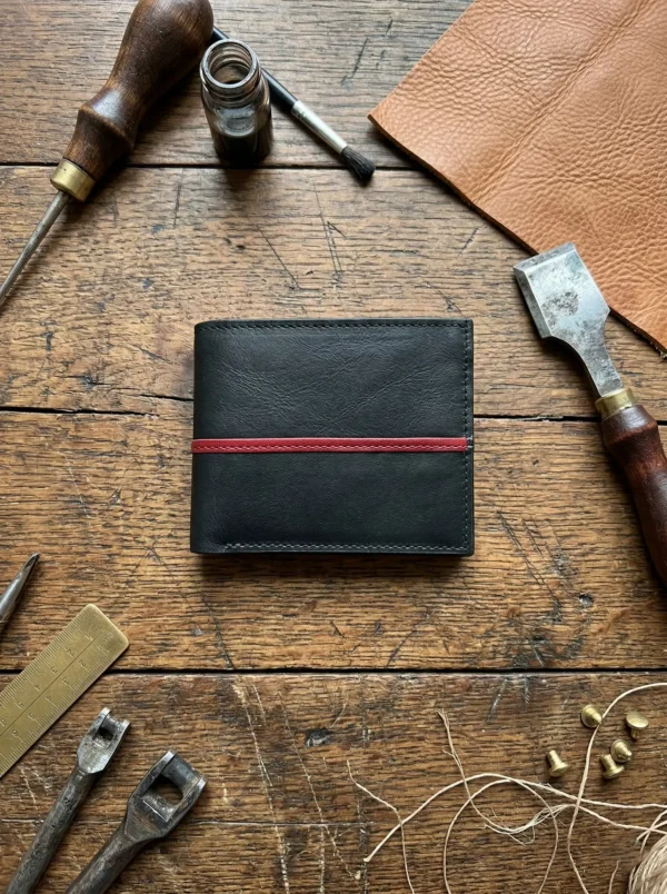 billetera SM negra rojo Billetera - Cuero Graso Premium